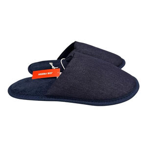 Joe Fresh Slippers Womens Size 6 Blue Fleece Mule House Shoes Cozy Indoor Slide